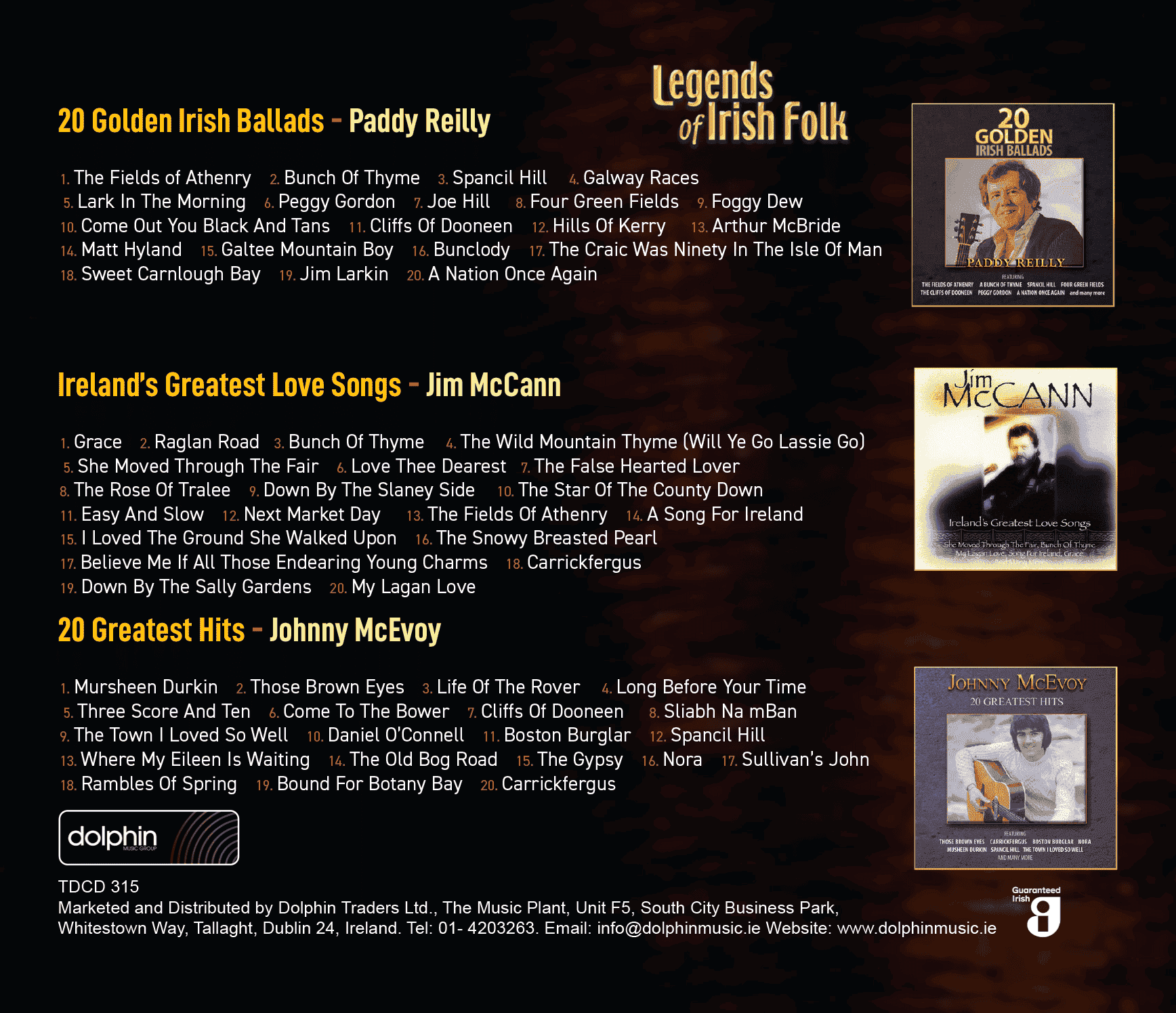 3 Legends of Irish Folk - Paddy Reilly, Jim McCann, & Johnny McEvoy [3CD Set]