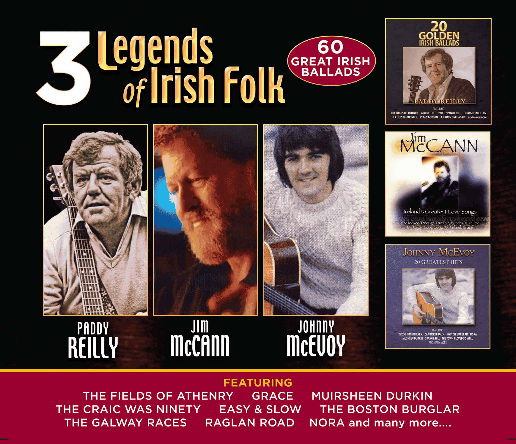 3 Legends of Irish Folk - Paddy Reilly, Jim McCann, & Johnny McEvoy [3CD Set]